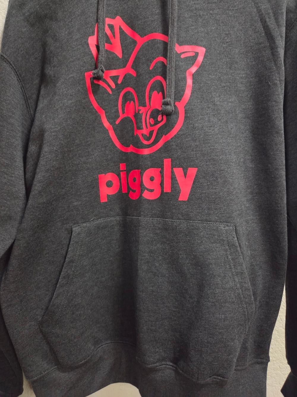 Charcoal Pullover Hoodie with Pink Logo - Men's